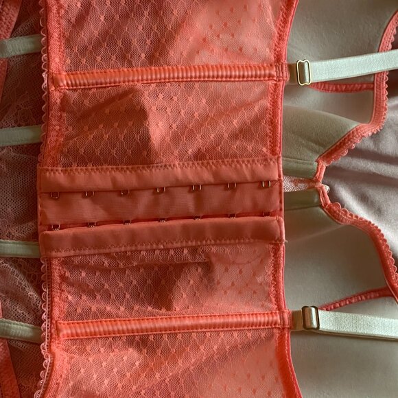 Victoria's Secret, S-DD, Dream Angels Lace Corset In Neon Nectar (BRIGHT CORAL) - Picture 9 of 10